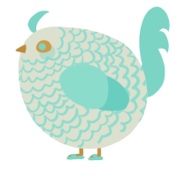 A mist and aqua chicken with a lace pattern