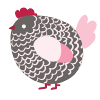 A grey and rose chicken with a lace pattern