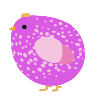 A orchid and pink chicken with a speckle pattern