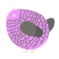 A lavender and grey chicken with a lace pattern