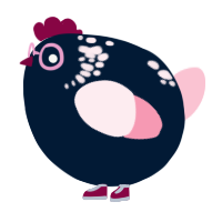 A tumblr and rose chicken with a neck-speckle pattern