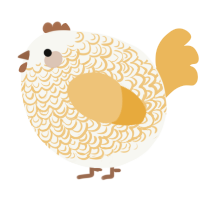 A white and honey chicken with a double-lace pattern