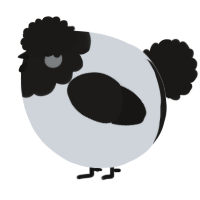 A mist and sable chicken with a head pattern