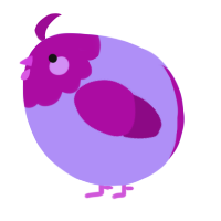 A lilac and plum chicken with a head pattern