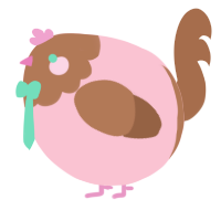 A rose and brown chicken with a head pattern