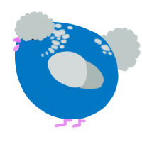 A sapphire and silver chicken with a neck-speckle pattern