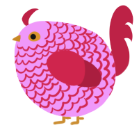 A lavender and crimson chicken with a lace pattern
