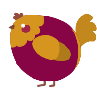 A maroon and ochre chicken with a head pattern