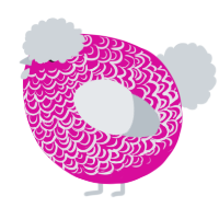 A fuchsia and mist chicken with a double-lace pattern