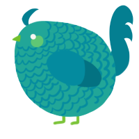 A turquoise and sea chicken with a lace pattern
