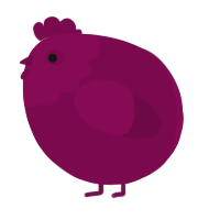 A wine chicken with a head pattern