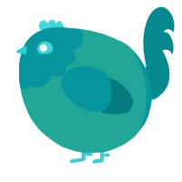 A turquoise and teal chicken with a head pattern