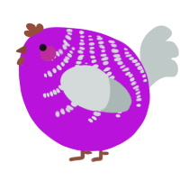 A amethyst and silver chicken with a half-bar pattern