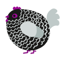 A sable and silver chicken with a lace pattern