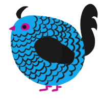 A sky and sable chicken with a lace pattern