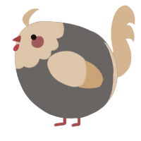 A grey and beige chicken with a head pattern