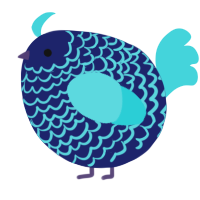 A navy and aqua chicken with a lace pattern
