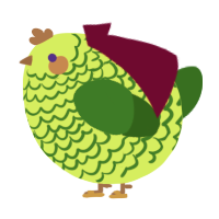 A lime and leaf chicken with a lace pattern