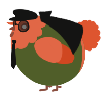 A olive and vermilion chicken with a head pattern