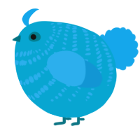 A cerulean and sky chicken with a bar pattern