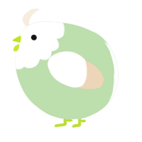 A gluppy and cream chicken with a head pattern