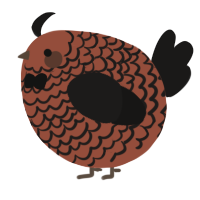 A russet and sable chicken with a lace pattern