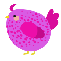 A orchid and fuchsia chicken with a speckle pattern