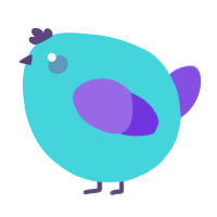 A aqua and blurple chicken