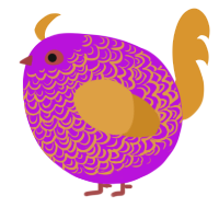 A amethyst and orange chicken with a double-lace pattern