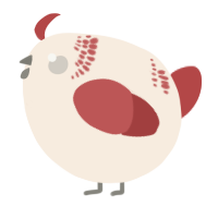 A cream and red chicken with a neck-band pattern