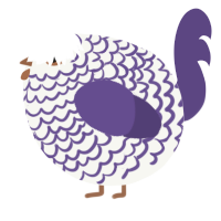 A white and overcast chicken with a lace pattern