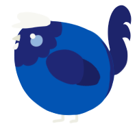 A ultramarine and navy chicken with a head pattern