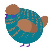 A sea and brown chicken with a bar pattern