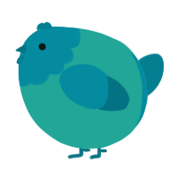 A turquoise and sea chicken with a head pattern