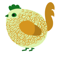 A apple and ochre chicken with a double-lace pattern