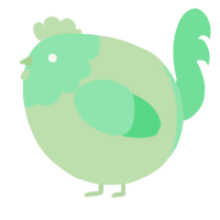 A gluppy and spring chicken with a head pattern