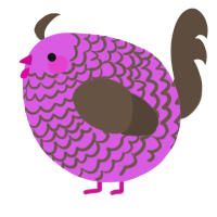 A orchid and bark chicken with a lace pattern