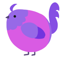 A orchid and blurple chicken with a head pattern