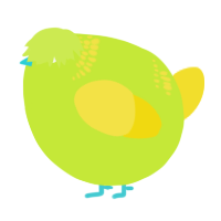 A lime and yellow chicken with a neck-band pattern