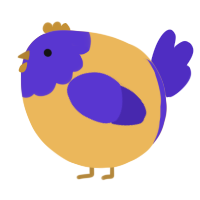 A honey and indigo chicken with a head pattern