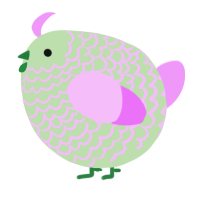 A gluppy and lavender chicken with a lace pattern