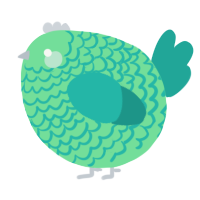 A spring and turquoise chicken with a lace pattern