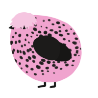 A pink and sable chicken with a speckle pattern