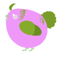 A lavender and chartreuse chicken with a neck-band pattern