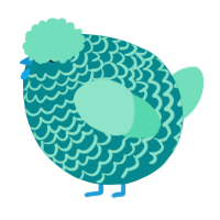 A teal and mint chicken with a lace pattern