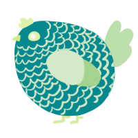 A teal and gluppy chicken with a lace pattern