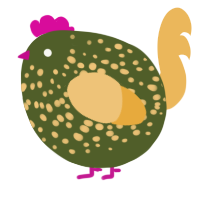 A olive and honey chicken with a speckle pattern