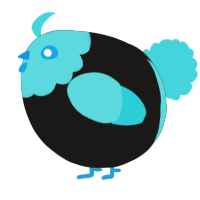 A sable and aqua chicken with a head pattern
