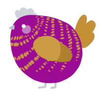 A plum and gold chicken with a bar pattern
