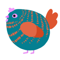 A sea and vermilion chicken with a bar pattern